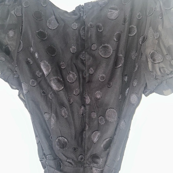 Nwt NY Collection Black Midi Dress with Polka Dots - Picture 6 of 8